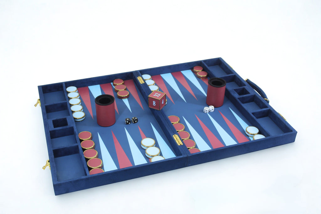 Royal Blue & Crimson Backgammon Set