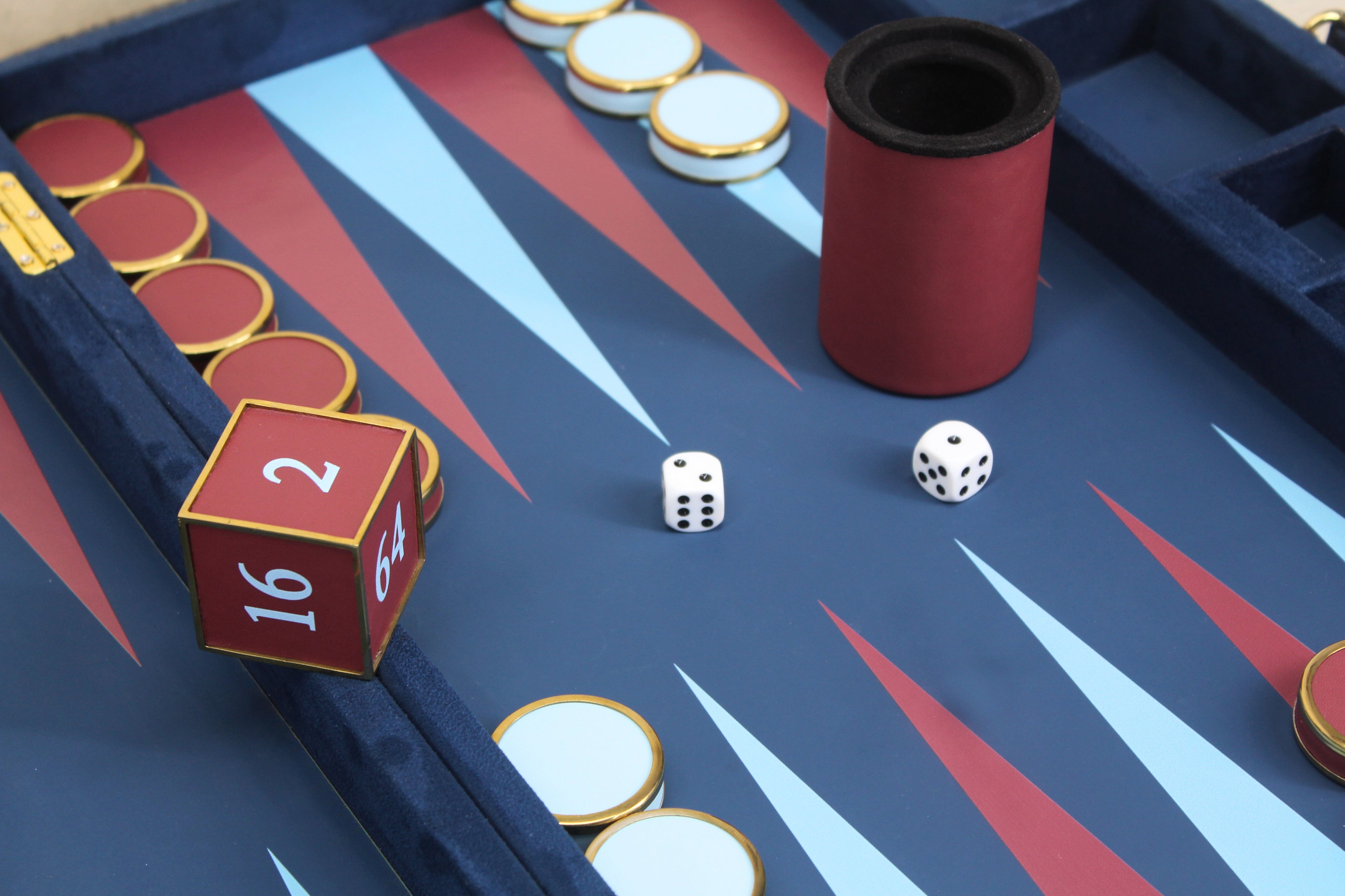 Royal Blue & Crimson Backgammon Set