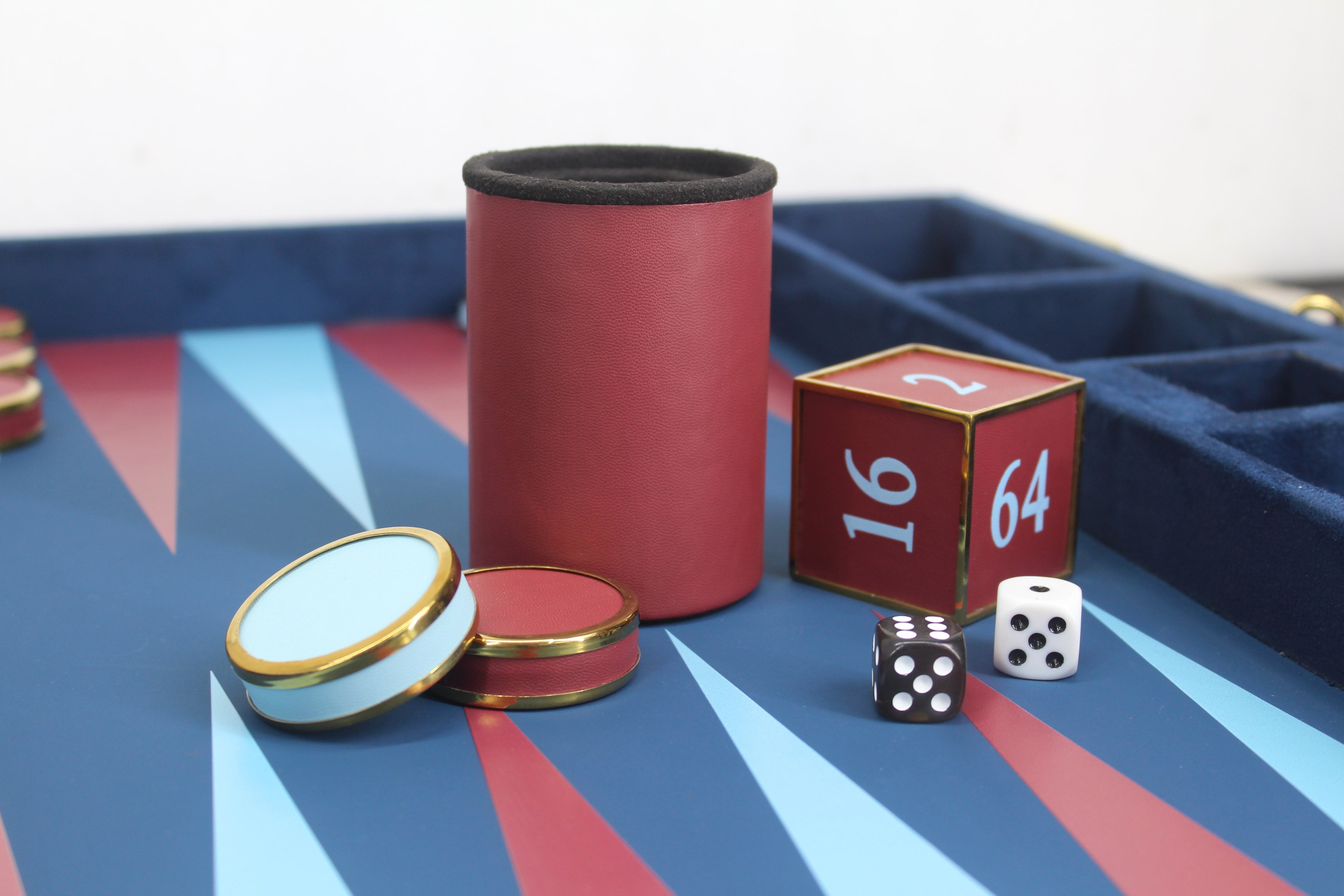 Royal Blue & Crimson Backgammon Set