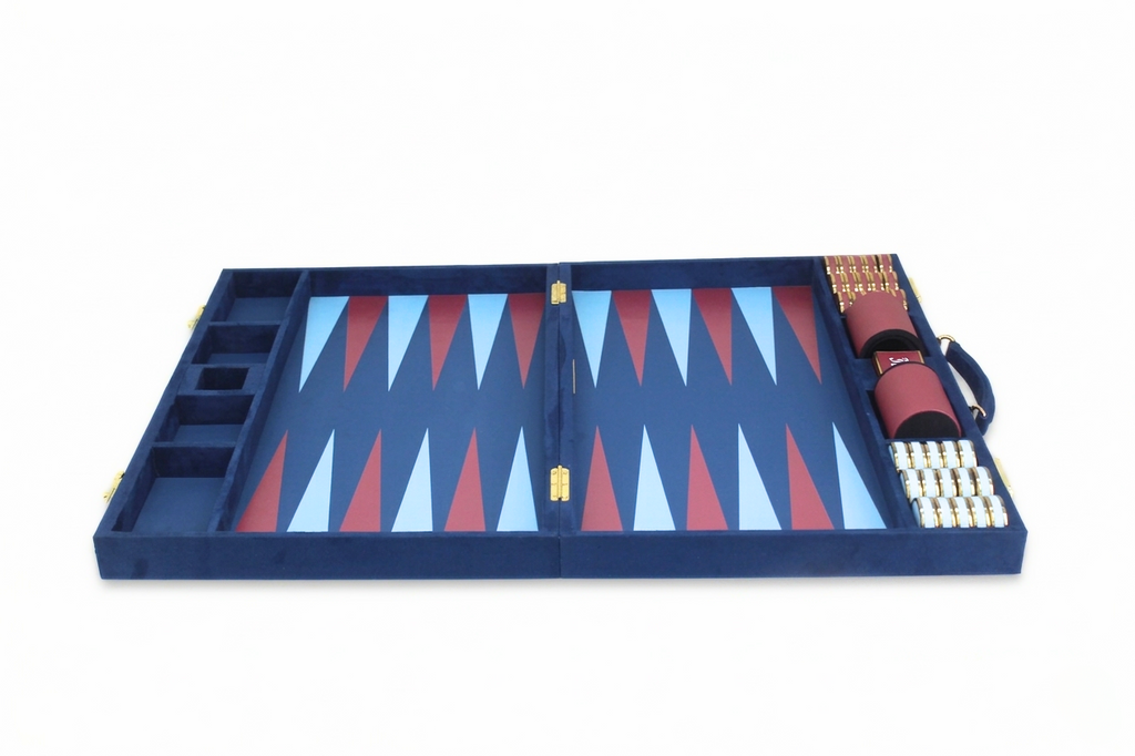 Royal Blue & Crimson Backgammon Set