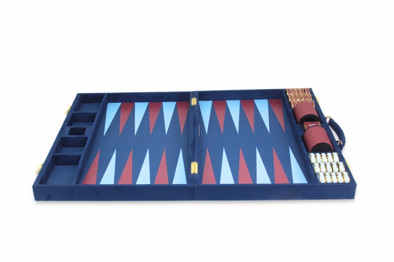 Royal Blue & Crimson Backgammon Set