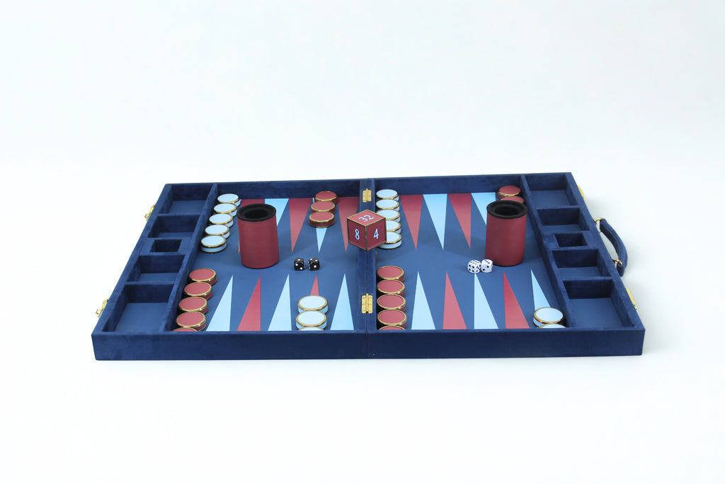 Royal Blue & Crimson Backgammon Set