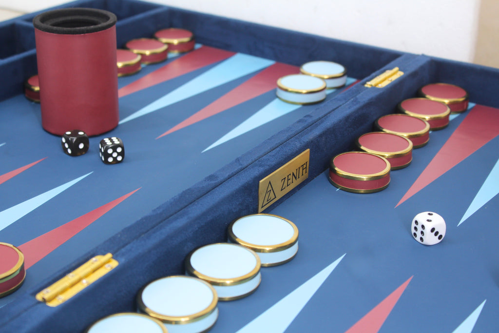 Royal Blue & Crimson Backgammon Set