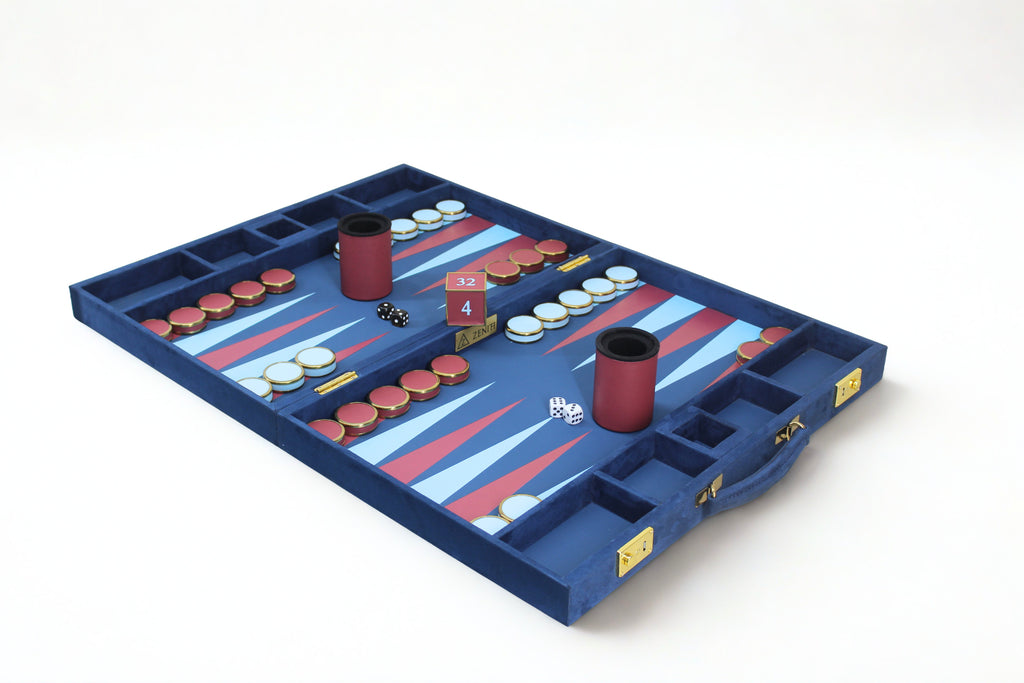 Royal Blue & Crimson Backgammon Set