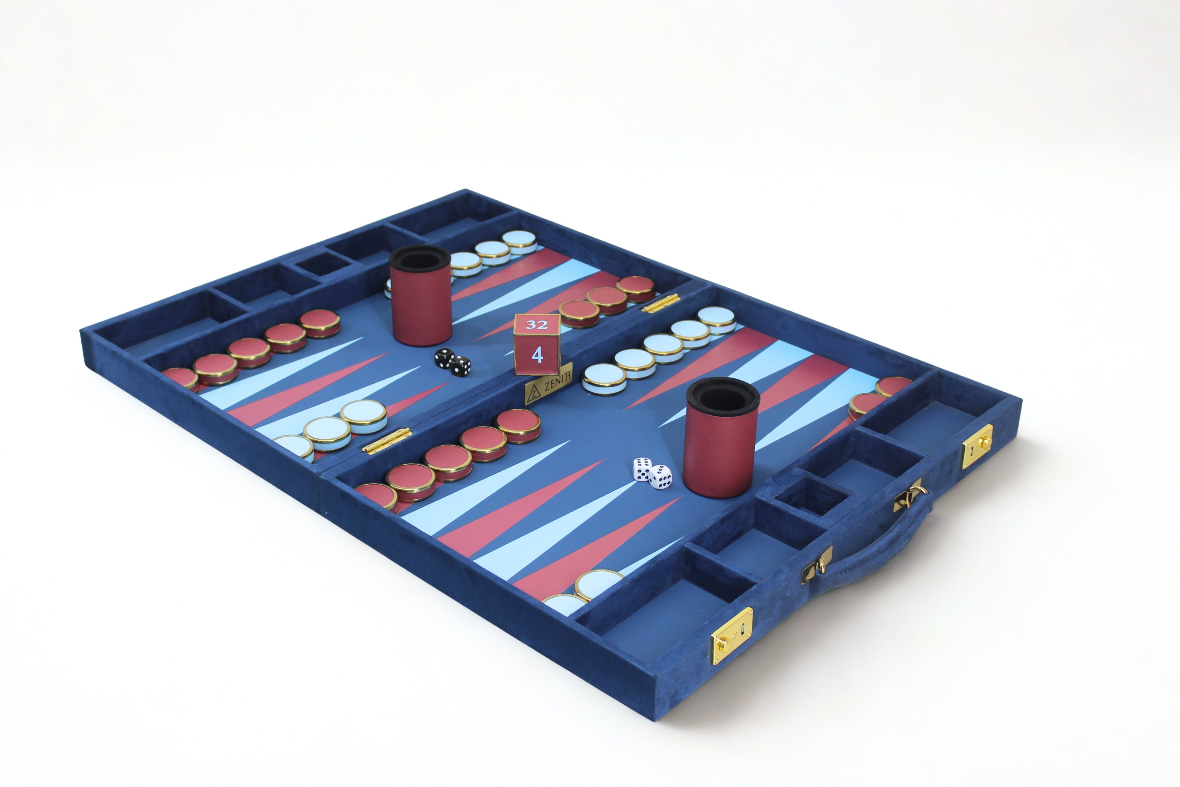 Royal Blue & Crimson Backgammon Set