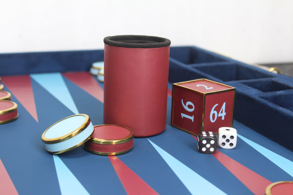 Royal Blue & Crimson Backgammon Set