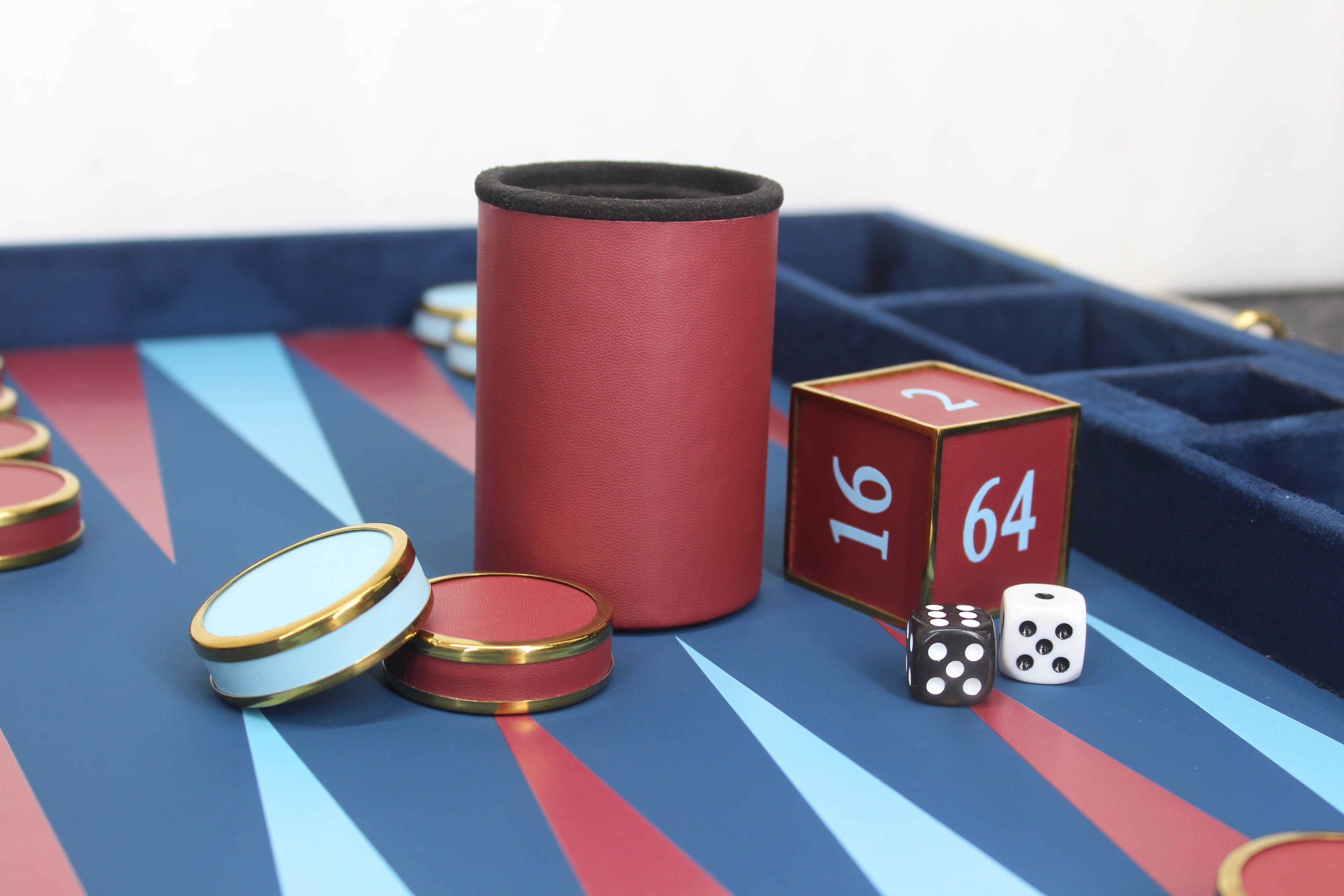 Royal Blue & Crimson Backgammon Set