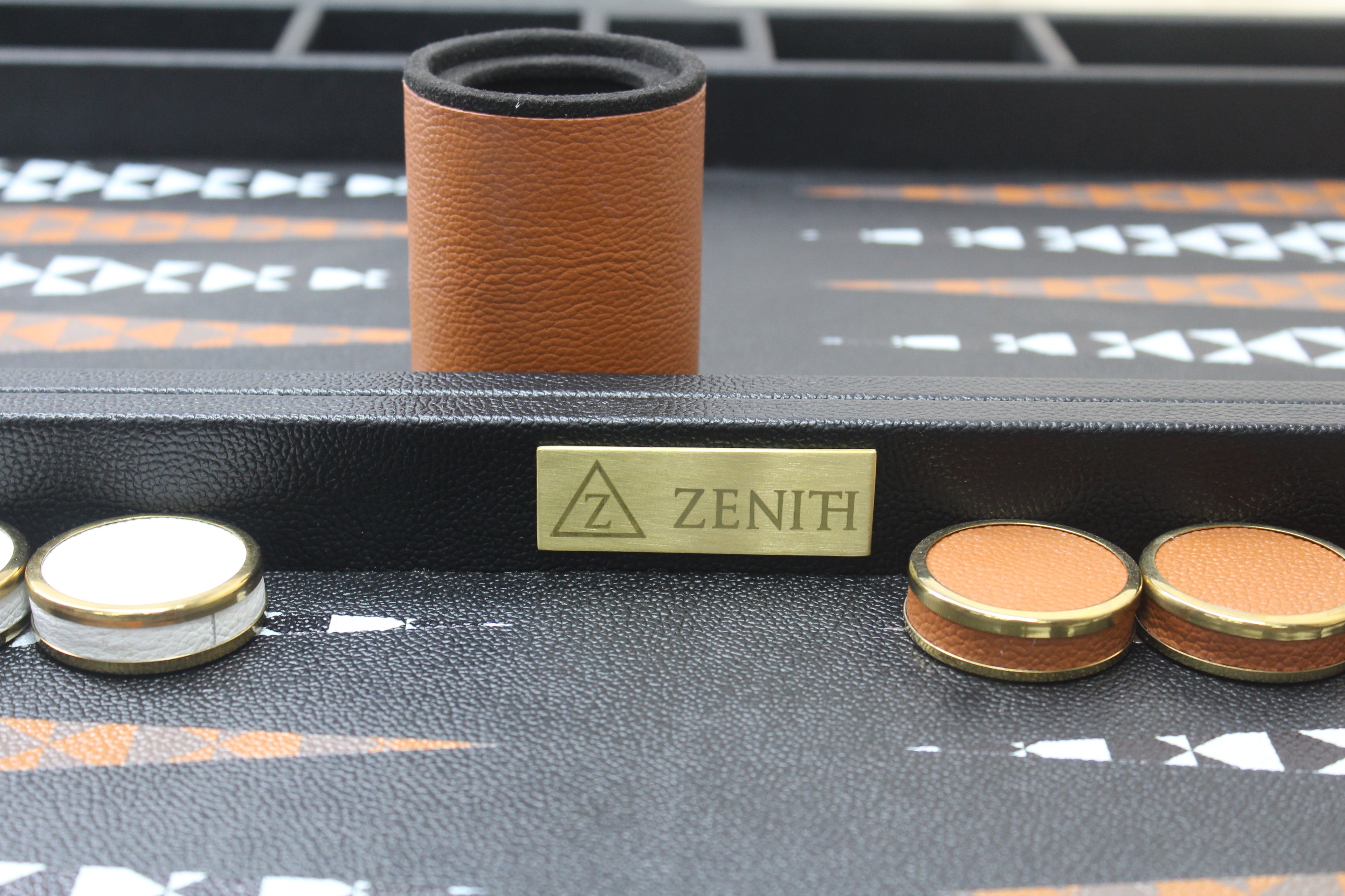 Jet Black & Orange Backgammon Set