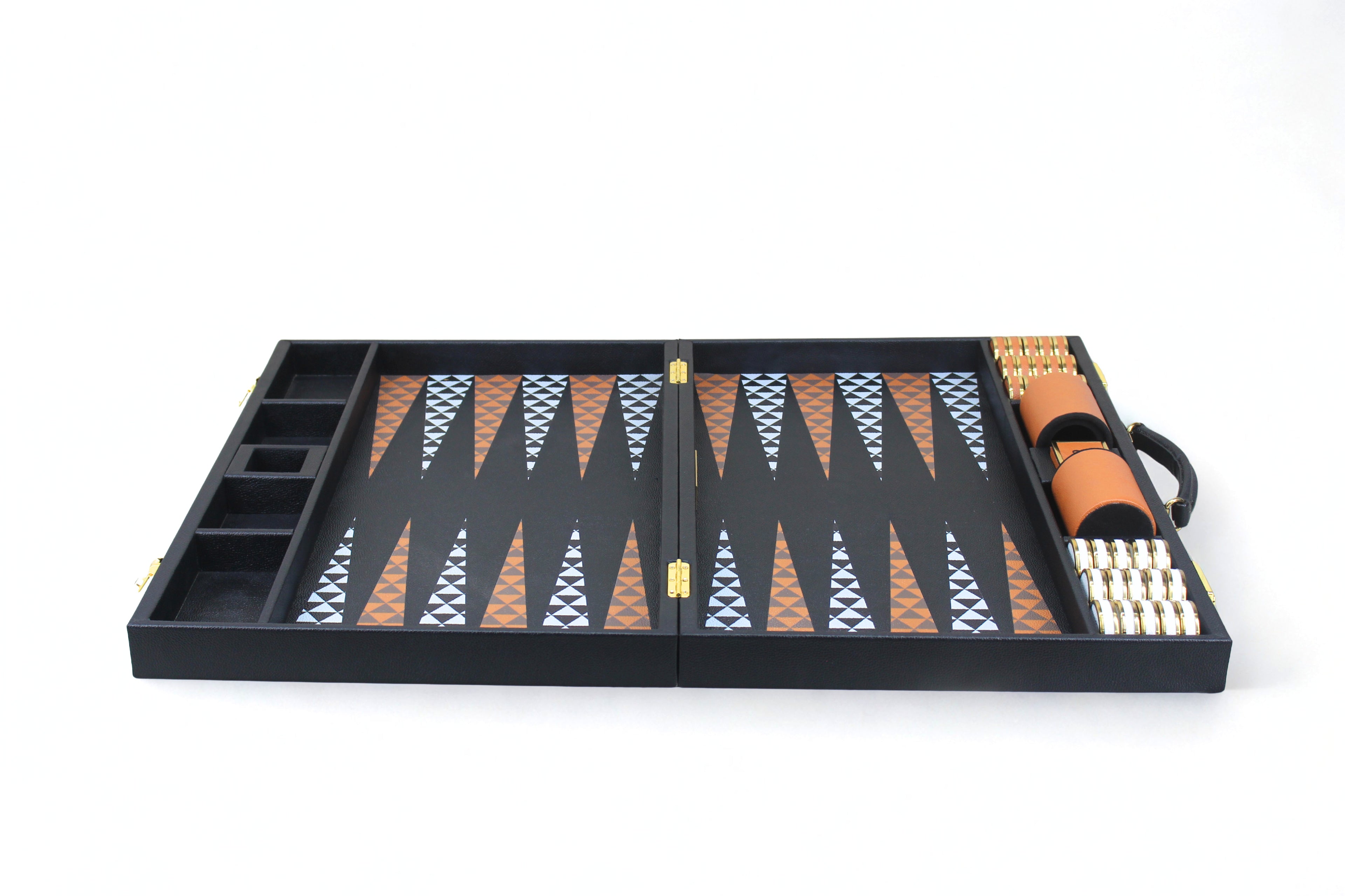 Jet Black & Orange Backgammon Set