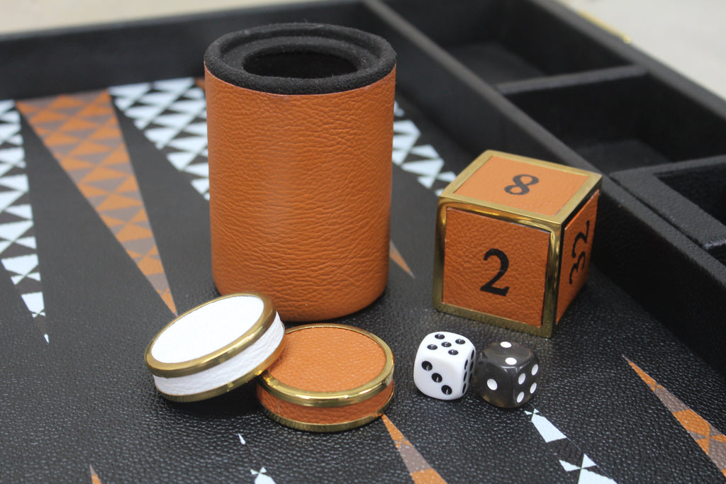 Jet Black & Orange Backgammon Set